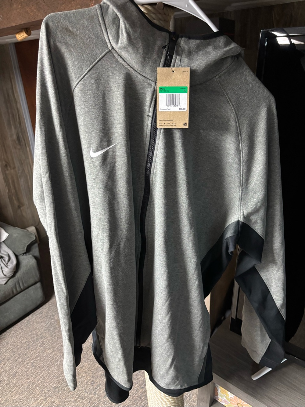 Nike Grey and Black Full-Zip Hooded Utility Jacket